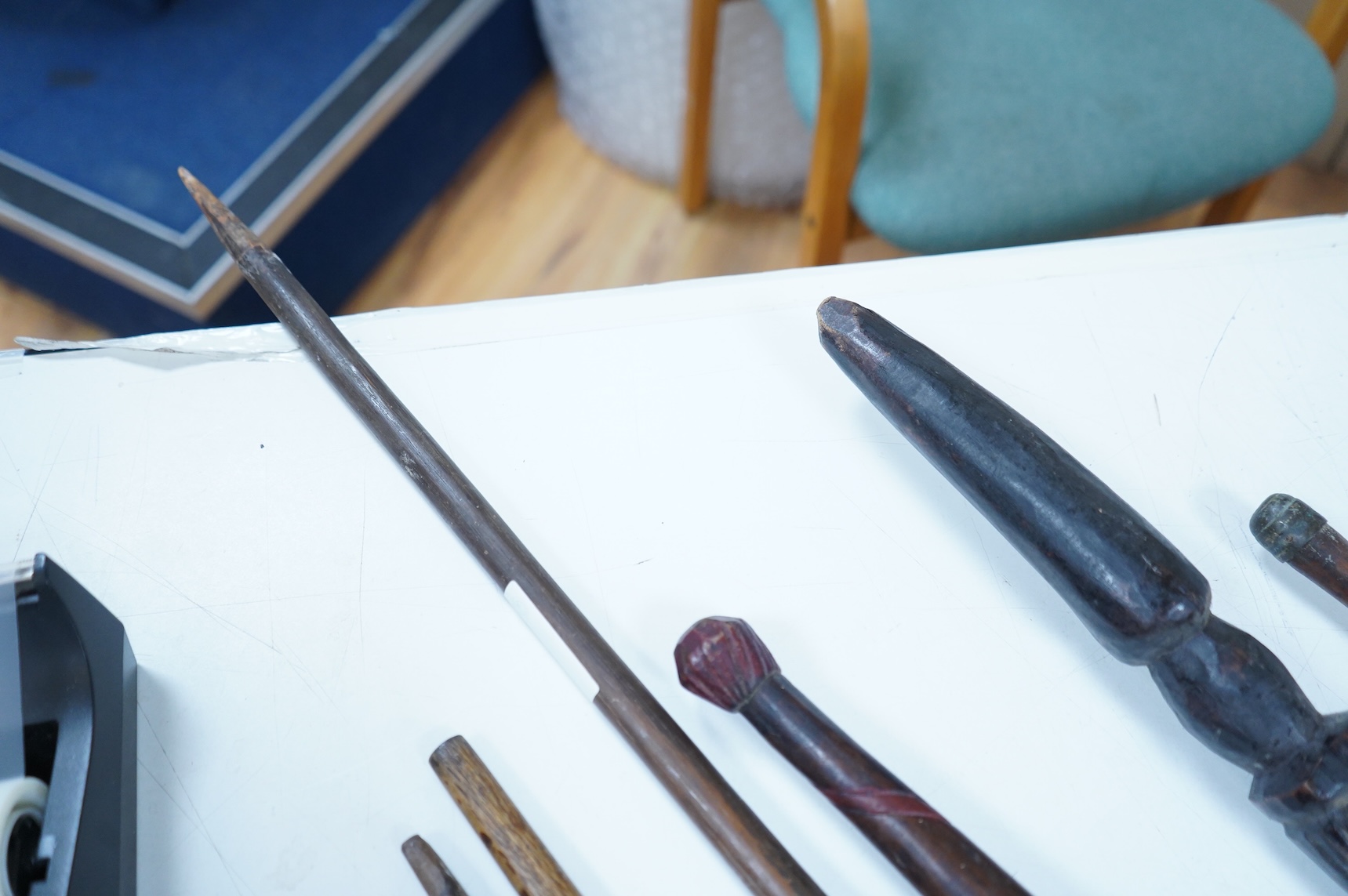 A collection of African and other walking sticks and walking canes - ebonised cane 105 cm long